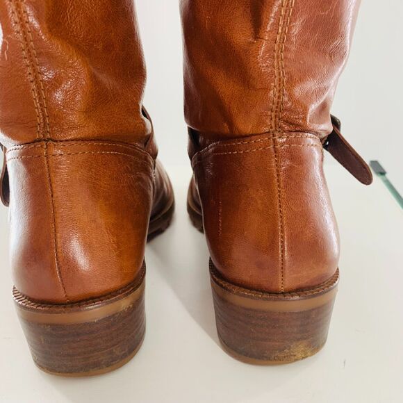 Michael KORS Leather Biker Round Toe Boot Brown 8 Distress Imperfect No Marking - Picture 13 of 16